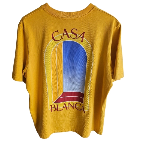 Casablanca Tennis Club L'Arche De Jour Short Sleeve T-Shirt in Citrus - Picture 5 of 9